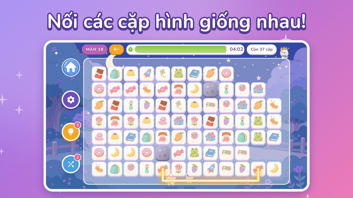 Màn chơi Linkitty: bàn ô hình và đường nối